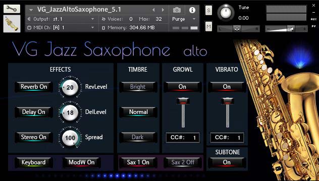 VG Jazz Alto Saxophone Kontakt sound library